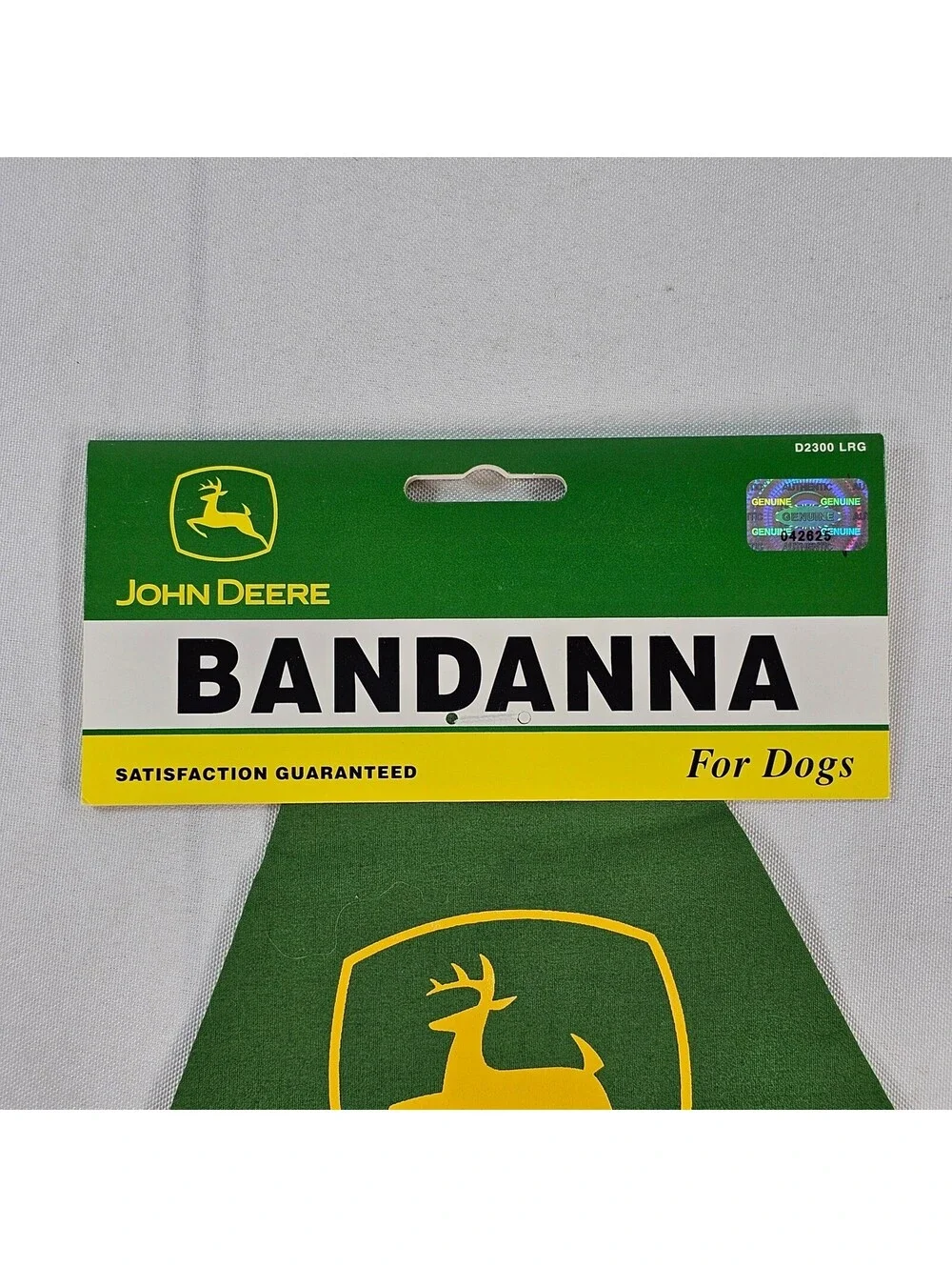John Deere Dog Bandanna Green Yellow Logo Nothing Runs Like A Deere Large D2300